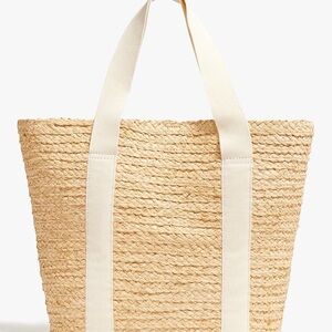 J. Crew Factory Cream and Tan Tote Bag